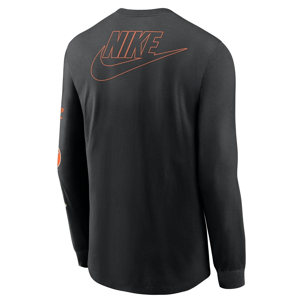 Men's Nike Black Baltimore Orioles Cooperstown Collection Knockout Long Sleeve T-Shirt