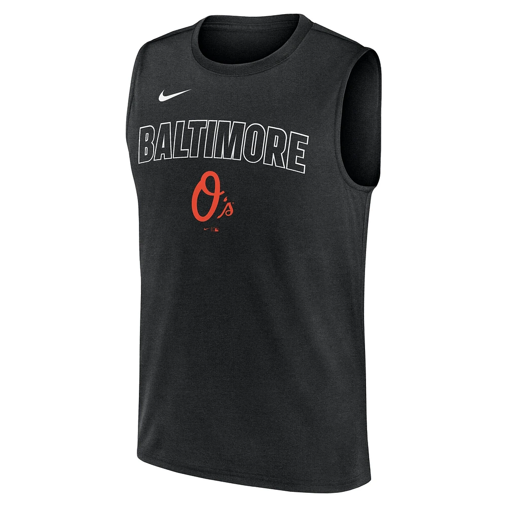 Men's Nike Black Baltimore Orioles Knockout Performance Muscle Tank Top