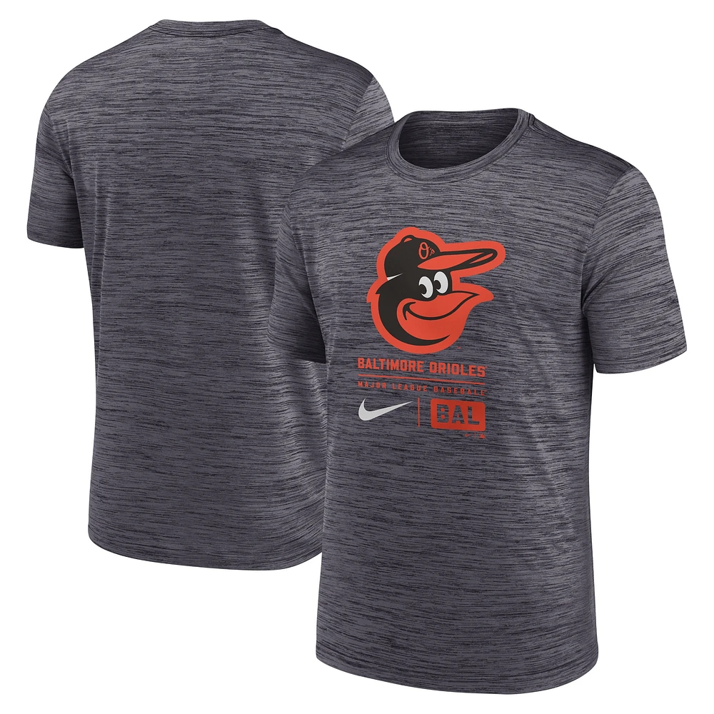 T-shirt Nike noir pour hommes des Orioles de Baltimore avec grand logo Velocity