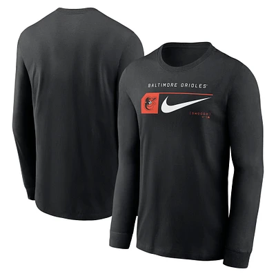 T-shirt à manches longues Nike Baltimore Orioles noir pour homme avec logo local Swoosh Lockup