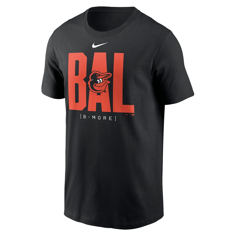 T-shirt Nike noir avec tableau de bord des Orioles Baltimore pour homme