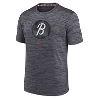 T-shirt Nike Charcoal Baltimore Orioles City Connect Velocity Practice Performance pour homme