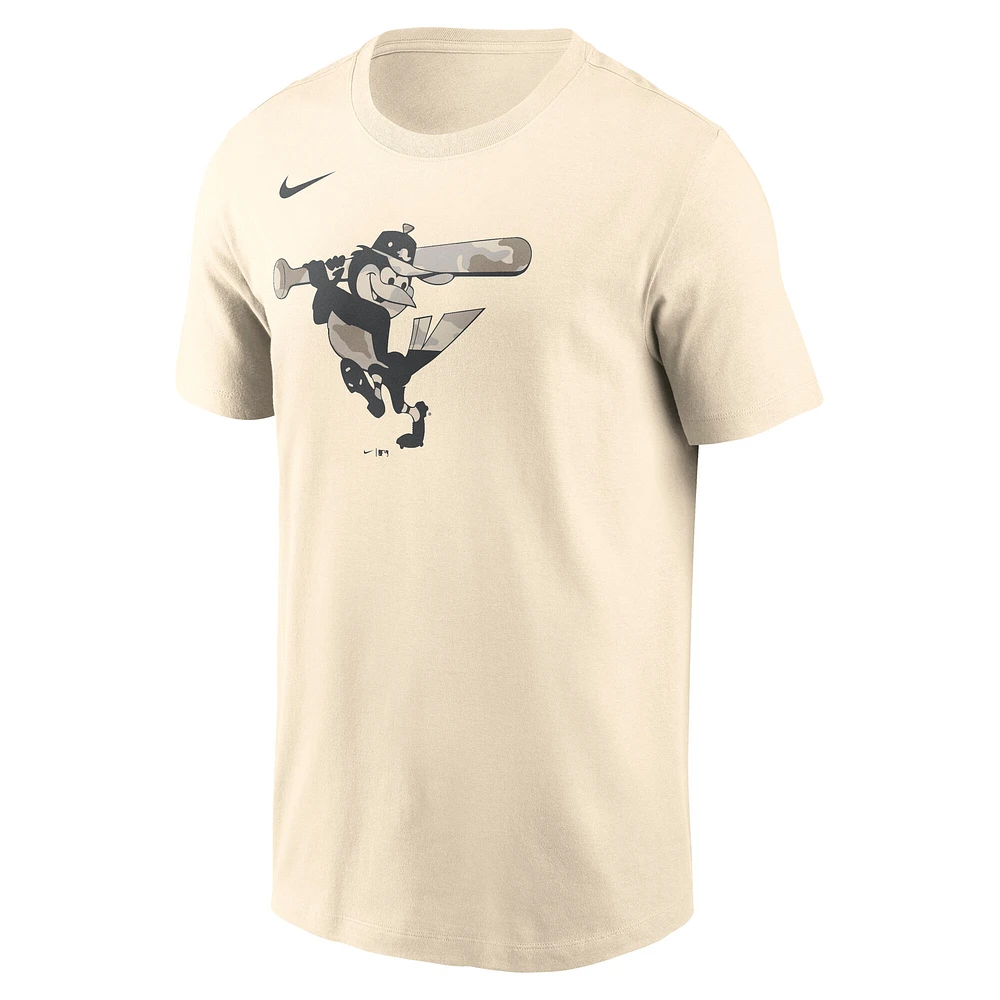 Men's Nike Cream Baltimore Orioles Camo Logo T-Shirt