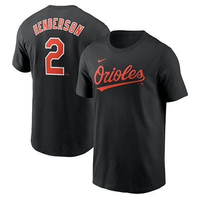 T-shirt avec nom et numéro Nike Gunnar Henderson pour homme, noir, Baltimore Orioles Fuse