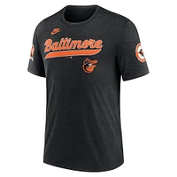 Men's Nike Heather Black Baltimore Orioles Cooperstown Collection Eras Tri-Blend T-Shirt