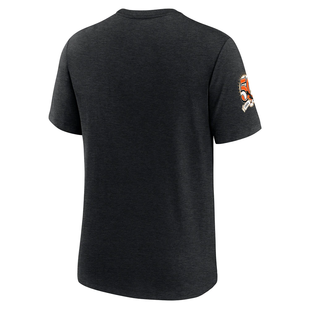 Men's Nike Heather Black Baltimore Orioles Cooperstown Collection Eras Tri-Blend T-Shirt