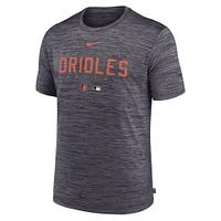 T-shirt d'entraînement Velocity Performance Nike Heather Charcoal Baltimore Orioles Authentic Collection pour homme