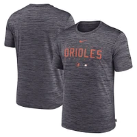 T-shirt d'entraînement Velocity Performance Nike Heather Charcoal Baltimore Orioles Authentic Collection pour homme