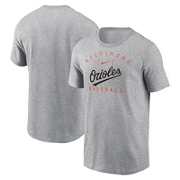 T-shirt Nike Heather Grey Baltimore Orioles Home Team Athletic Arch pour homme