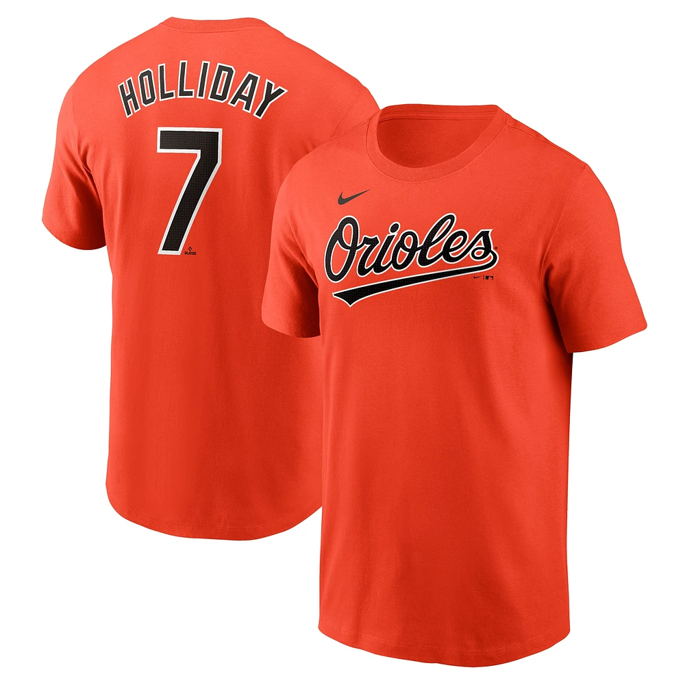 Men's Nike Jackson Holliday Orange Baltimore Orioles Fuse Name & Number T-Shirt