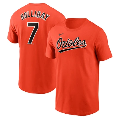 T-shirt Nike Jackson Holliday Orange Baltimore Orioles Fuse pour homme avec nom et numéro