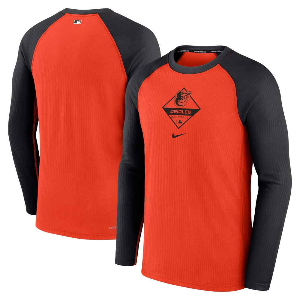 Nike Men's Nike Orange/Black Baltimore Orioles Game Authentic Collection  Performance Raglan Long Sleeve T-Shirt