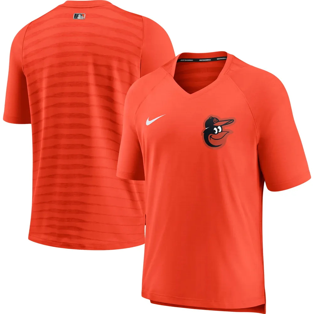 Nike Men's Black, Orange Baltimore Orioles Authentic Collection Pregame Performance Raglan Pullover Sweatshirt - Black, Orange