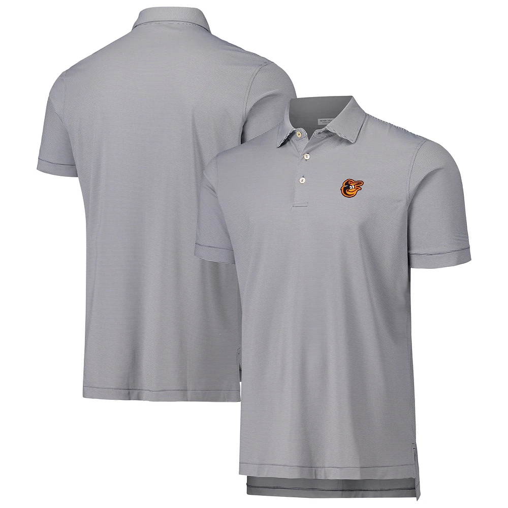 Men's Peter Millar Black Baltimore Orioles Jubilee Stripe Stretch Jersey Polo