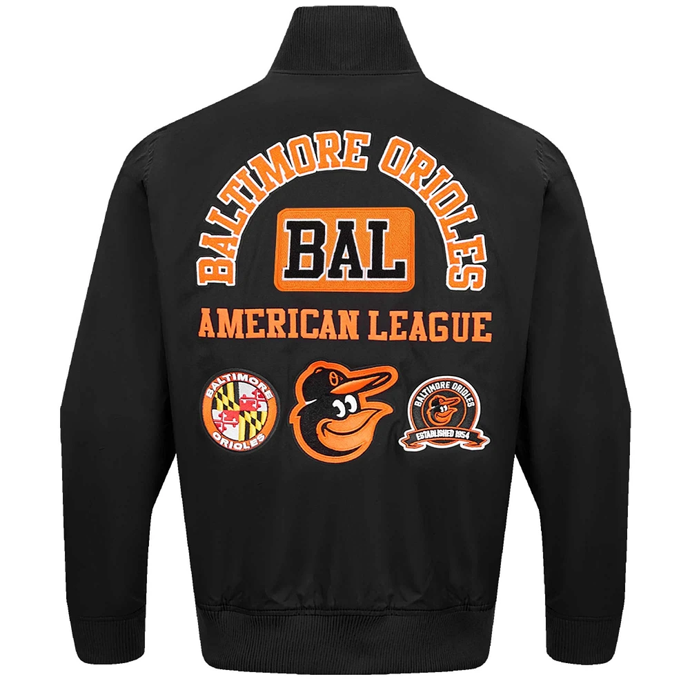 Men's Pro Standard Black Baltimore Orioles Area Code Twill Full-Zip Jacket