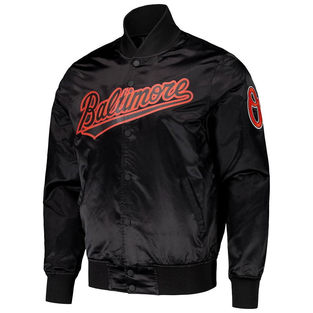 Men's Pro Standard Black Baltimore Orioles Wordmark Satin Full-Snap Jacket