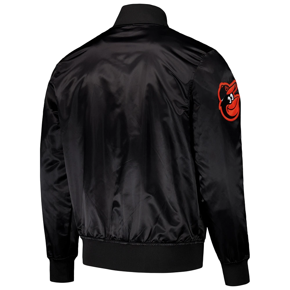 Men's Pro Standard Black Baltimore Orioles Wordmark Satin Full-Snap Jacket