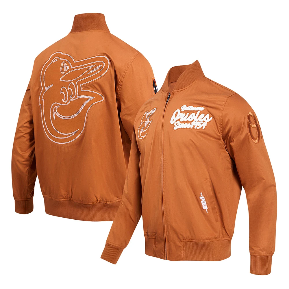 Veste entièrement zippée en sergé Pro Standard marron Baltimore Orioles Paint The City pour hommes