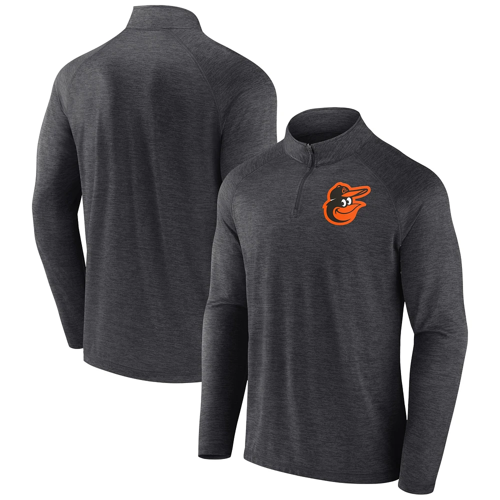 Haut à quart de zip raglan noir Baltimore Orioles Big & Tall pour hommes