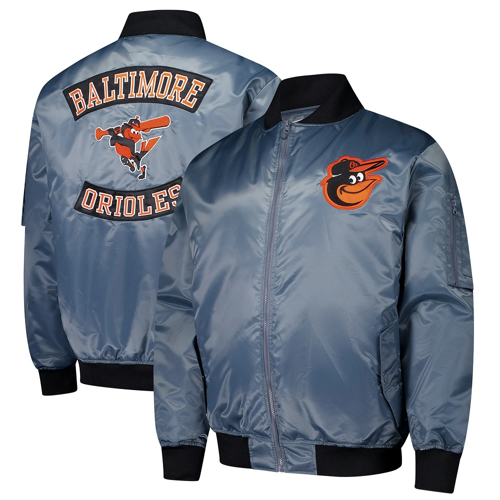 Men's Profile Charcoal Baltimore Orioles Big & Tall Full-Zip Bomber Jacket