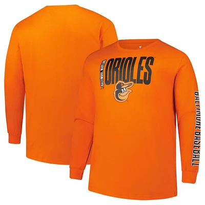 T-shirt à manches longues orange Baltimore Orioles Big & Tall pour hommes