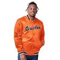 Men's Starter Orange/Black Baltimore Orioles Reversible Closer Full-Snap Satin Varsity Jacket