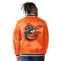 Men's Starter Orange/Black Baltimore Orioles Reversible Closer Full-Snap Satin Varsity Jacket