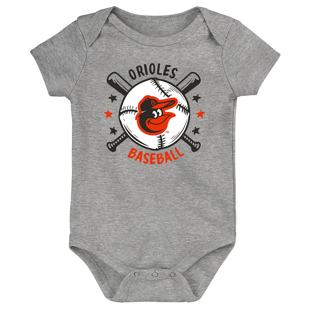 Ensemble de trois bodies Batter Up pour nouveau-né Baltimore Orioles