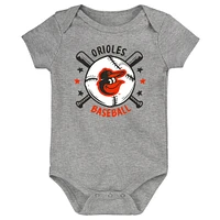 Ensemble de trois bodies Batter Up pour nouveau-né Baltimore Orioles
