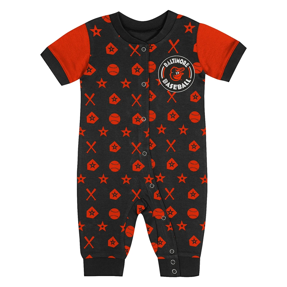 Newborn  Black Baltimore Orioles Hard 90 Coveralls