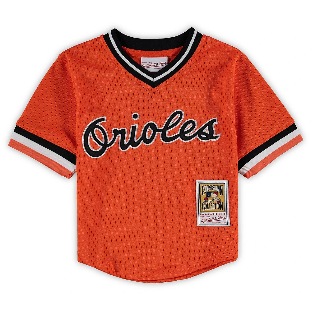 Preschool & Toddler Mitchell Ness Cal Ripken Jr. Orange Baltimore Orioles Cooperstown Collection Mesh Batting Practice Jersey