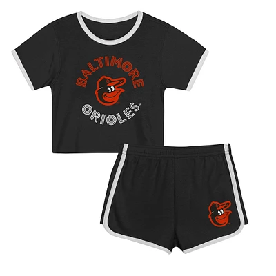 Toddler  Black Baltimore Orioles Double Run T-Shirt & Shorts Set