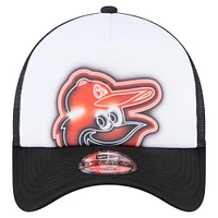 Toddler New Era  White/Black Baltimore Orioles Painted A-Frame 9FORTY Trucker Adjustable Hat