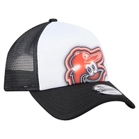 Toddler New Era  White/Black Baltimore Orioles Painted A-Frame 9FORTY Trucker Adjustable Hat