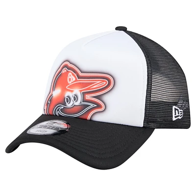 Toddler New Era  White/Black Baltimore Orioles Painted A-Frame 9FORTY Trucker Adjustable Hat