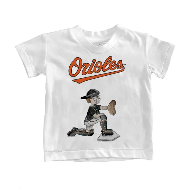 Baltimore Orioles Tiny Turnip Girls Youth Sundae Helmet Fringe T-Shirt -  White