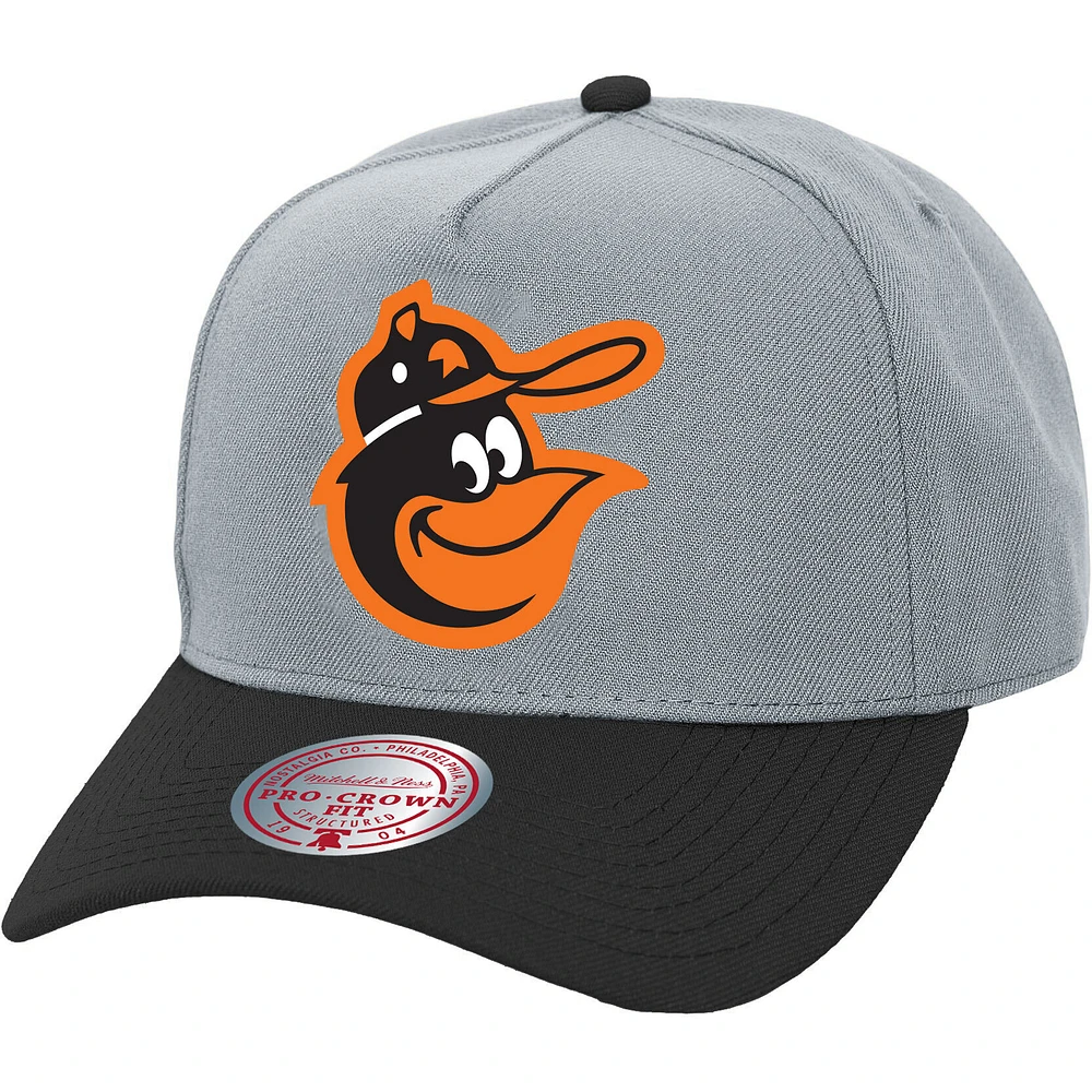 Unisex Mitchell & Ness Gray Baltimore Orioles Basic Coop Pro Adjustable Hat