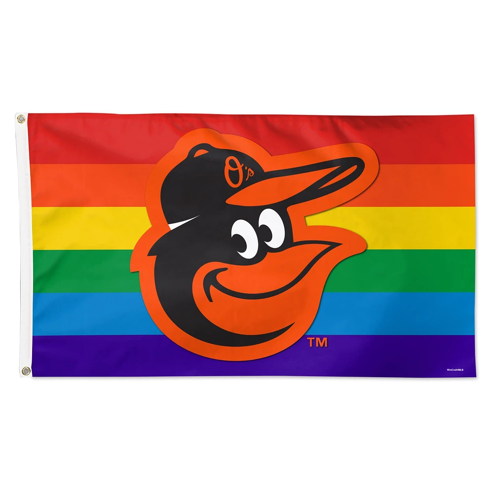 WinCraft Baltimore Orioles 3' x 5' Single-Sided Deluxe Team Pride Flag