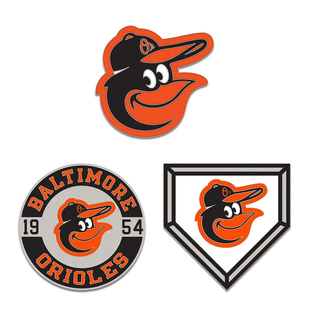 Ensemble de trois broches de pin WinCraft Baltimore Orioles