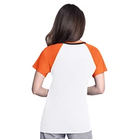 Women's G-III 4Her by Carl Banks  White/Orange Baltimore Orioles Ball Park Raglan V-Neck T-Shirt