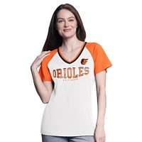 Women's G-III 4Her by Carl Banks  White/Orange Baltimore Orioles Ball Park Raglan V-Neck T-Shirt