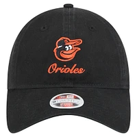 Casquette ajustable New Era noire Baltimore Orioles Preppy Team 9TWENTY pour femme