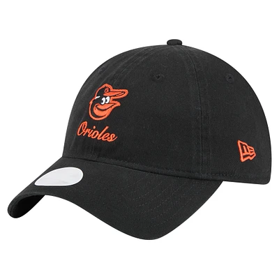 Casquette ajustable New Era noire Baltimore Orioles Preppy Team 9TWENTY pour femme