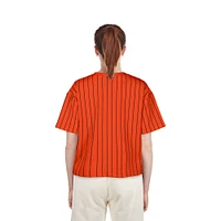 T-shirt court à rayures orange City Connect Multiplier Baltimore Orioles New Era pour femme