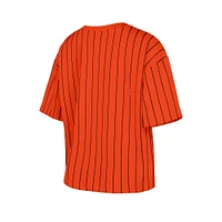 T-shirt court à rayures orange City Connect Multiplier Baltimore Orioles New Era pour femme