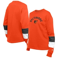 Sweat-shirt à col rond orange Gameday des Baltimore Orioles de New Era pour femme