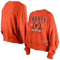 Pull ras du cou en polaire délavé aux enzymes Orange Baltimore Orioles de New Era pour femme