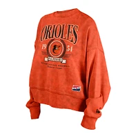 Pull ras du cou en polaire délavé aux enzymes Orange Baltimore Orioles de New Era pour femme