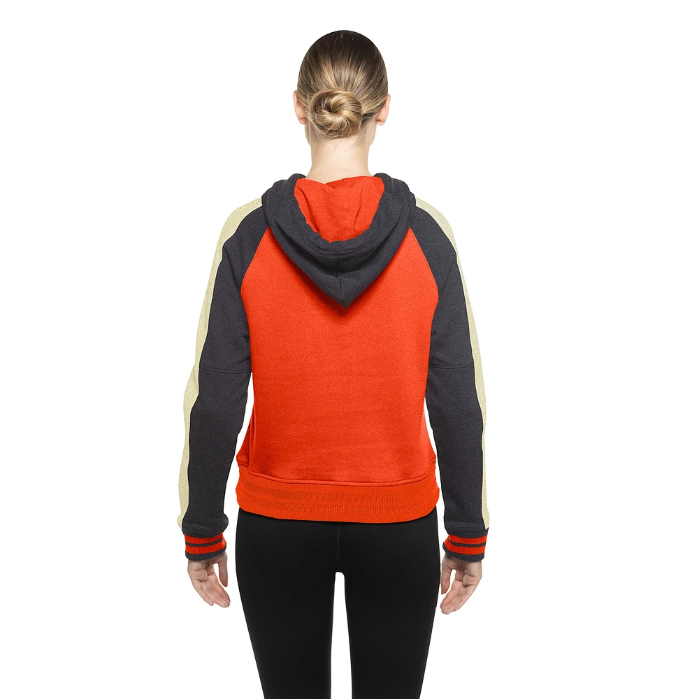 Women's New Era  Orange Baltimore Orioles Throwback Cropped Raglan Pullover Hoodie