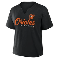 Women's Profile  Black Baltimore Orioles Plus Wordmark Notch Neck T-Shirt